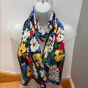 Vintage ECHO Silk Oblong Scarf - Vibrant Multi-Color Floral Print - Hand Rolled